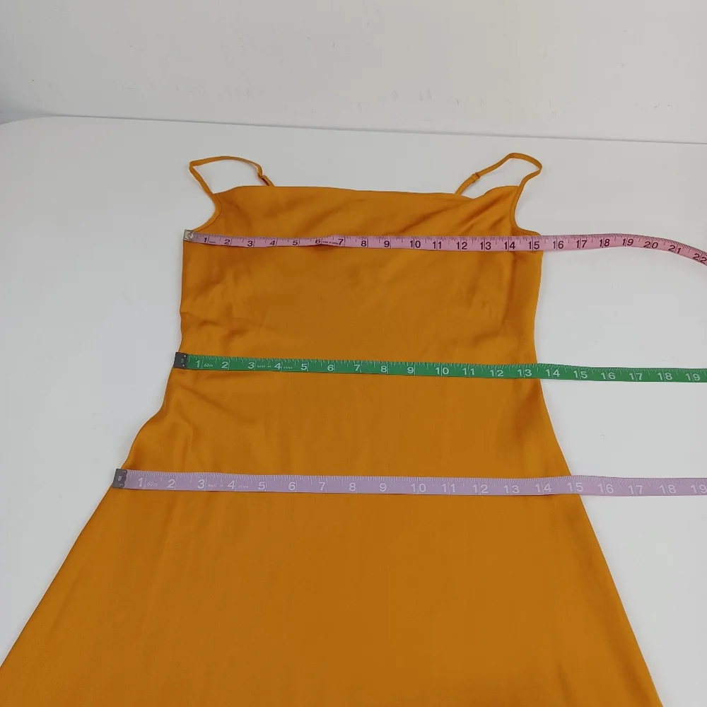 All Saints Hadley Slip Dress 0 Women Cowl Neck Satin Side Slit In Ochre Yellow
